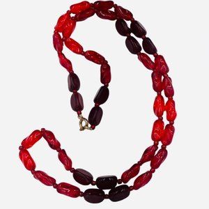 Vintage Ruby Glass Bead Necklace
